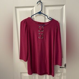 Scarlett Fuchsia Lace-Up Blouse